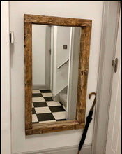 Load image into Gallery viewer, Handcrafted solid chunky wood mirror
