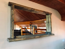 Load image into Gallery viewer, Handcrafted solid wood overhang shelf mirror
