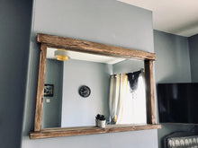 Load image into Gallery viewer, Handcrafted solid wood overhang shelf mirror
