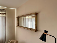 Load image into Gallery viewer, Handcrafted solid wood overhang shelf mirror
