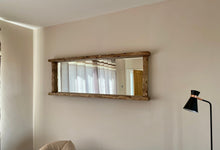 Load image into Gallery viewer, Handcrafted solid wood overhang shelf mirror
