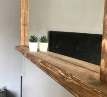 Load image into Gallery viewer, Handcrafted solid wood overhang shelf mirror
