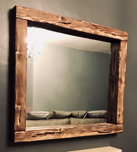 Load image into Gallery viewer, Chunky Rustic wood mirror
