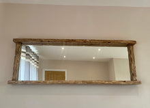 Load image into Gallery viewer, Handcrafted solid wood overhang shelf mirror
