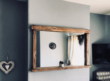 Load image into Gallery viewer, Handcrafted solid wood overhang shelf mirror
